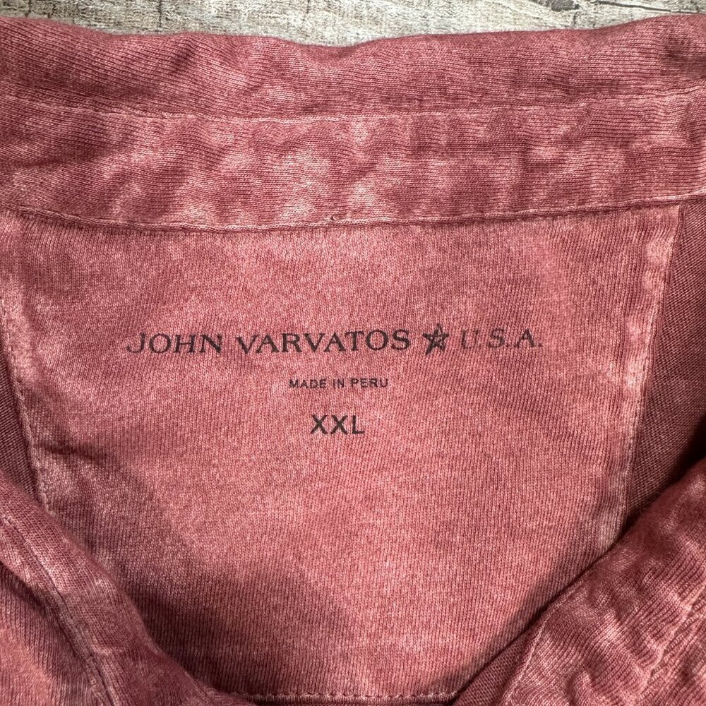 John Varvatos Polo Shirt Men XXL Pink Acid Wash Pocket - Picture 10 of 10
